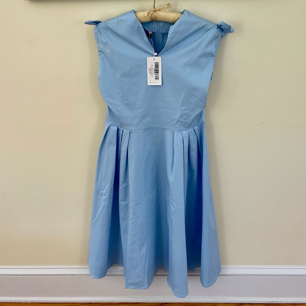Sucrefas Blue Tie-Sleeve Sleeveless Dress